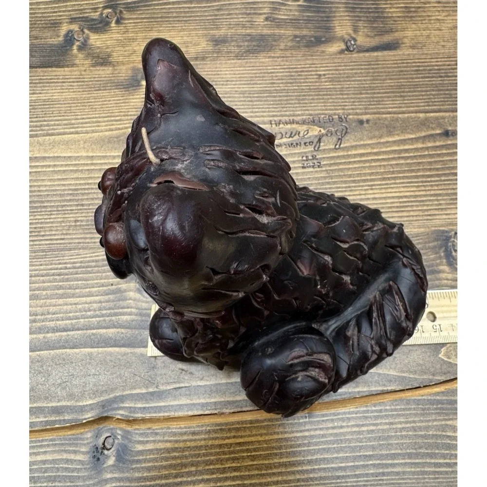 Brown Cat Candle‎ Sculpture Folk Art Kitty Figure Wax Decor 6
